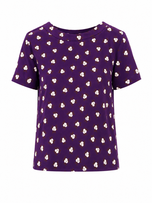 LAURA URBINATI short sleeves crew neck top camelia print