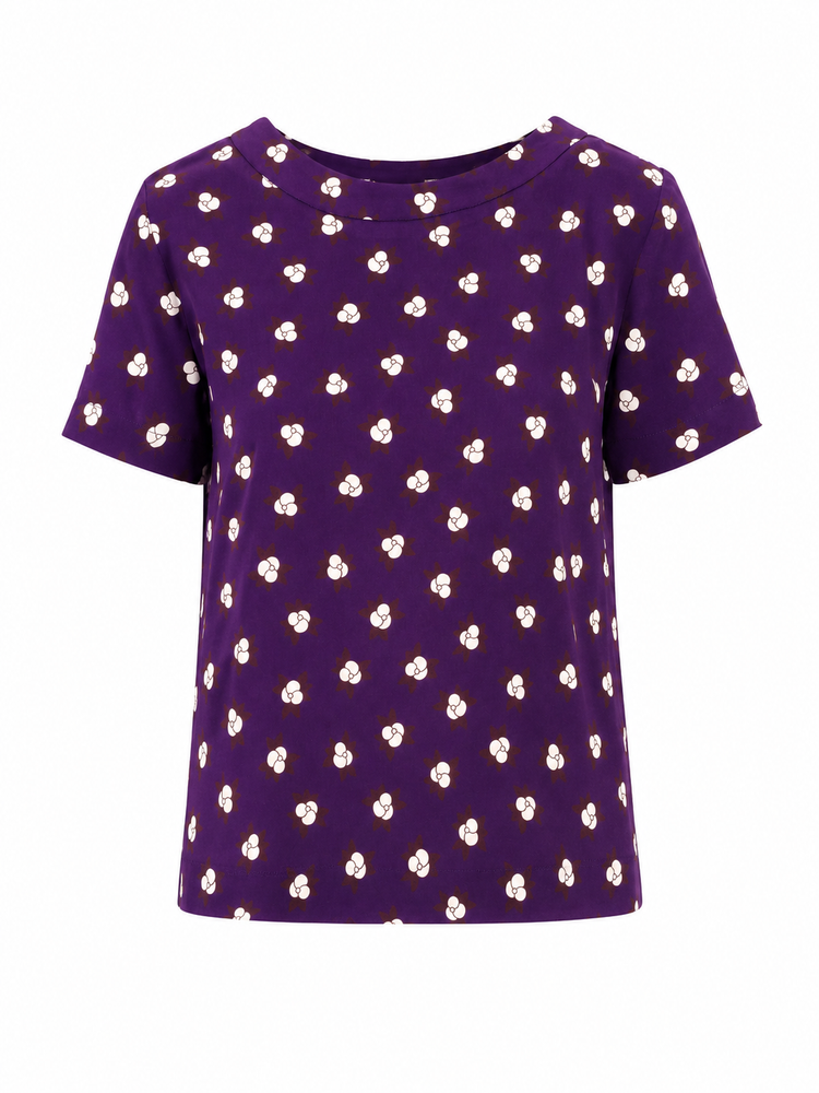 LAURA URBINATI short sleeves crew neck top camelia print