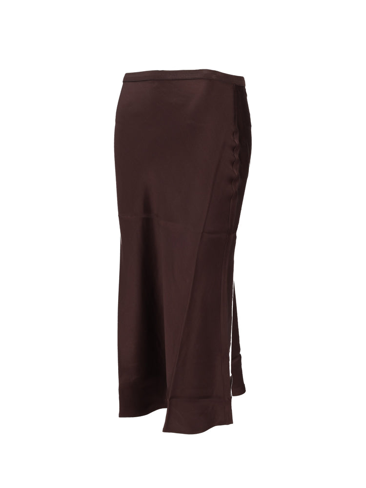 BAR SILK SKIRT - DEEP BROWN