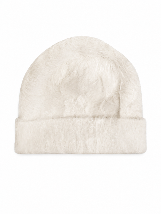 LA ROSE Angora Beanie WHITE