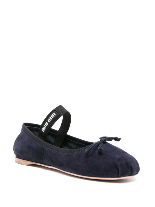 bow-detail suede ballerina shoes