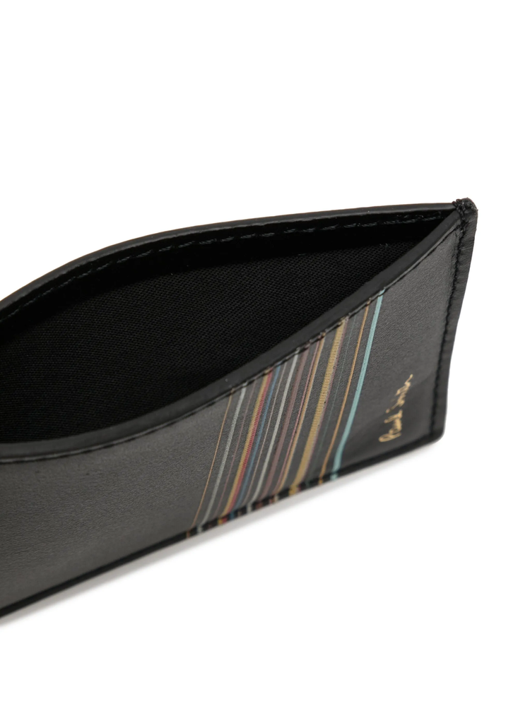 Signature Stripe leather cardholder