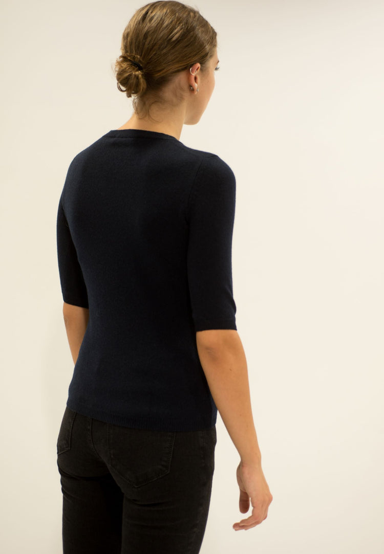 LA ROSE maglia 3/4 cashmere blu scuro