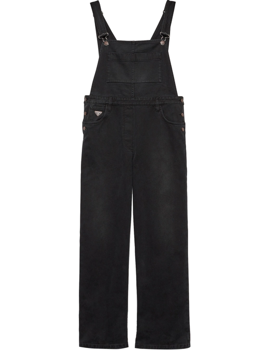 triangle-logo denim jumpsuit