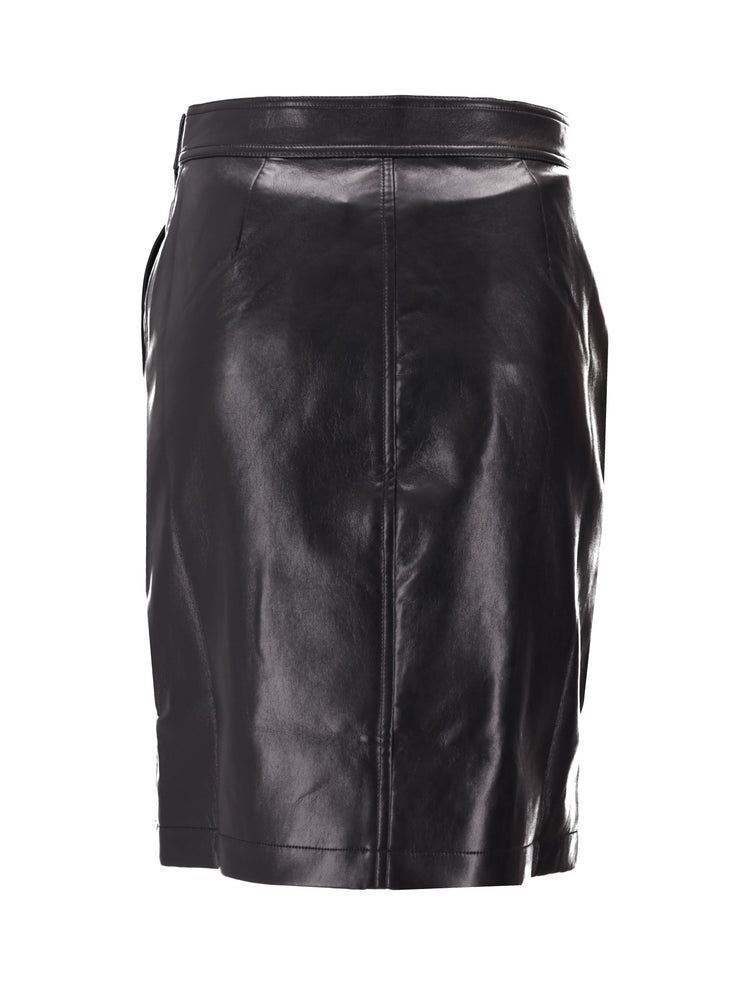 ALANIS SKIRT - BLACK RECYCLED LEATHER