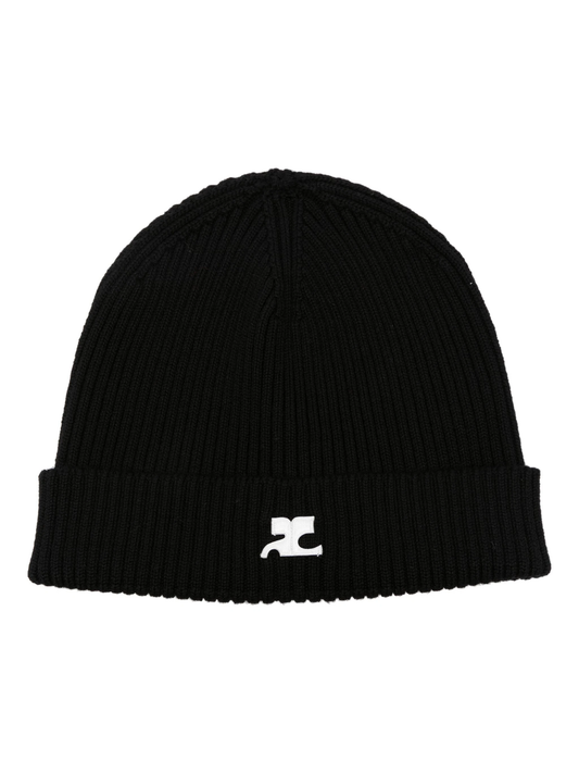 logo-embroidered ribbed-knit beanie