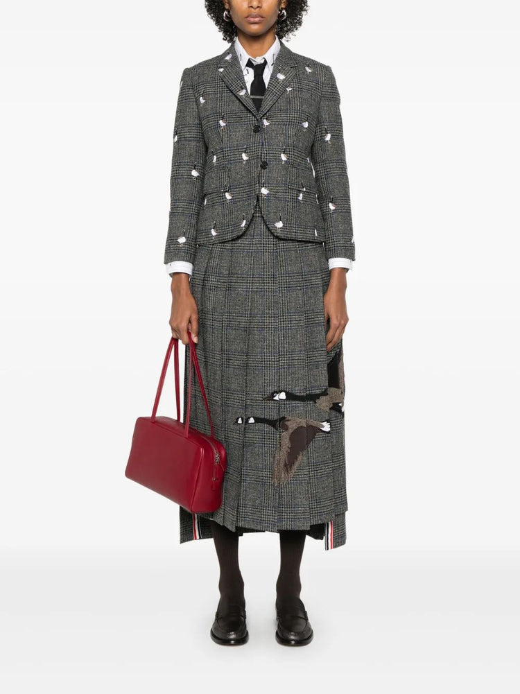 FIT 3 - HIGH ARMHOLE SPORTCOAT W/ HALF DROP SATIN STITCH GOOSE IN PRINCE OF WALES HUNTING TWEED