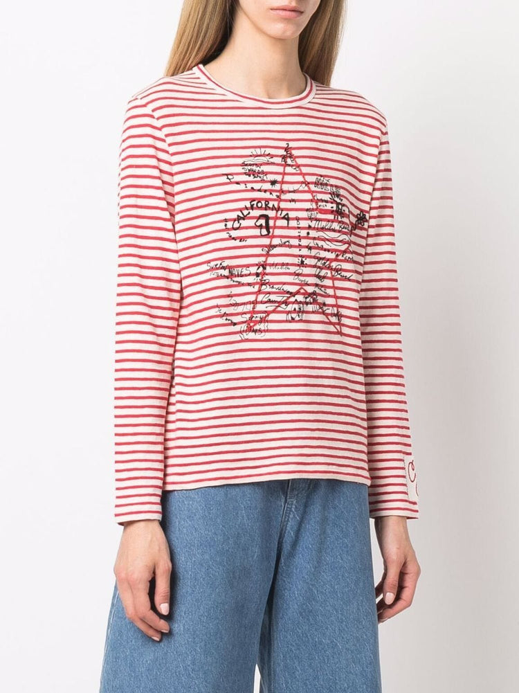 star-print striped long-sleeved T-shirt