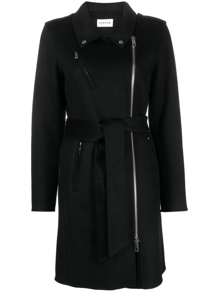 belted felted wool trench coat