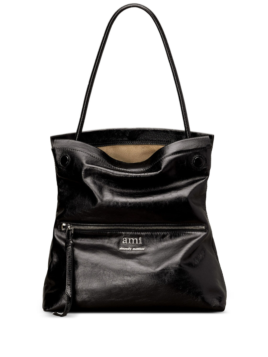 Grocery leather tote bag