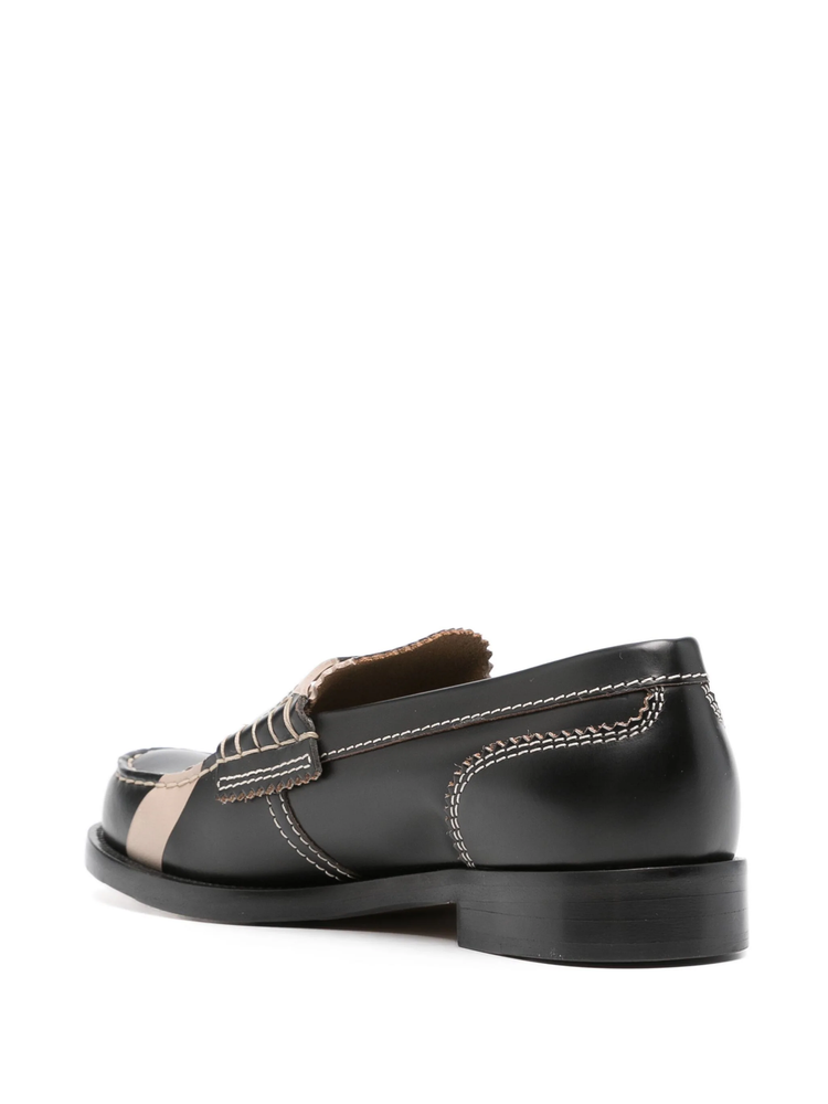 cross-print leather loafers