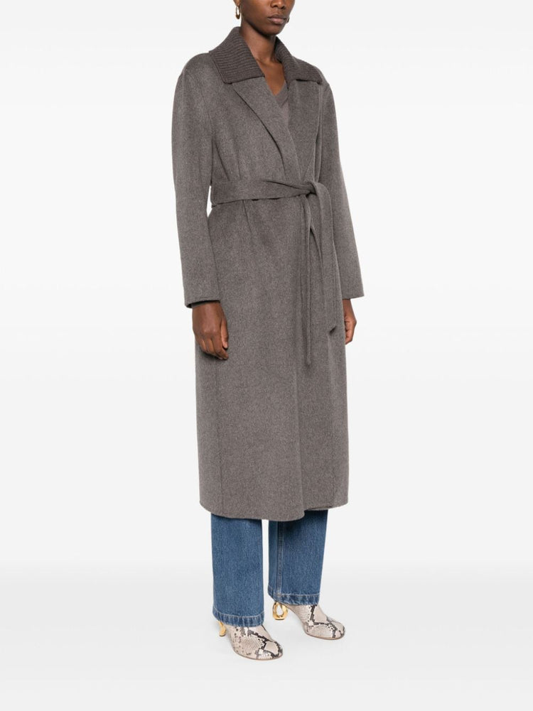 Leak belted mid-length coat