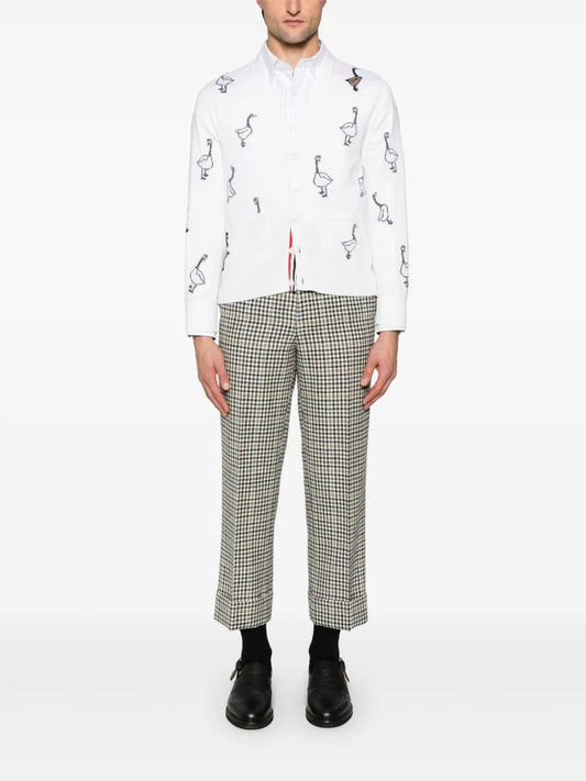 STRAIGHT FIT BD L-S SHIRT W/ PENCIL STITCH GEESE 4 BAR IN PINSTRIPE OXFORD