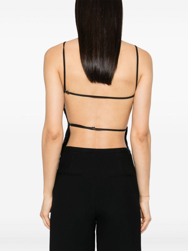 sequin-embellished open-back top