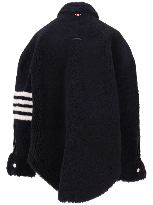 SUPERSIZED SHIRT JACKET W/ 4 BAR IN DYED SHEARLING