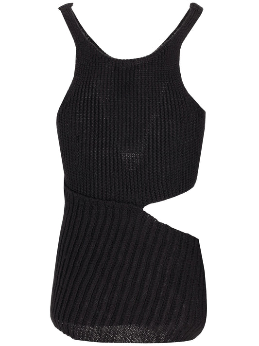 ASYMMETRICAL KNITTED BLACK TOP
