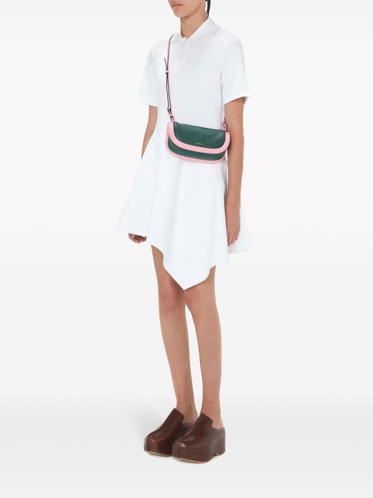 polo-collar cotton asymmetric dress