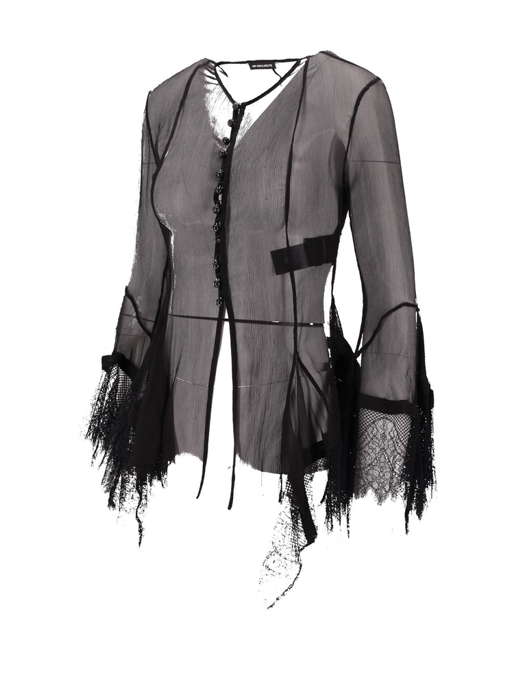 KRISTABEL FITTED HANDKERCHIEF SHIRT WITH LACED BOR