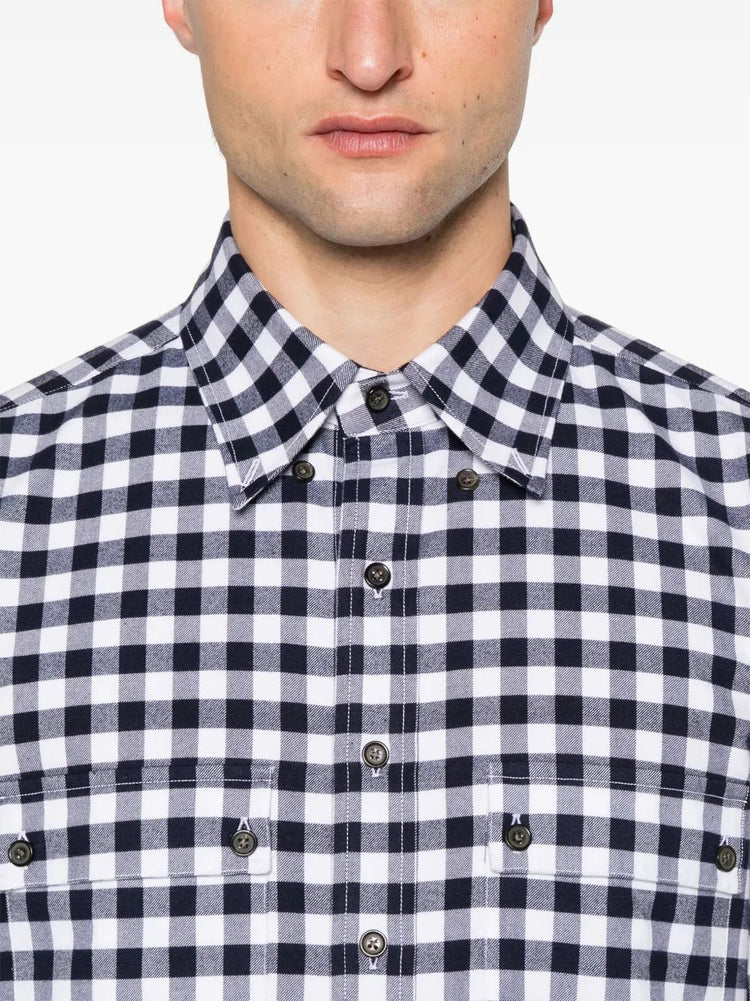 UTILITY SHIRT WITH PATCH POCKET IN 4 BAR GINGHAM CHECK FLANNEL