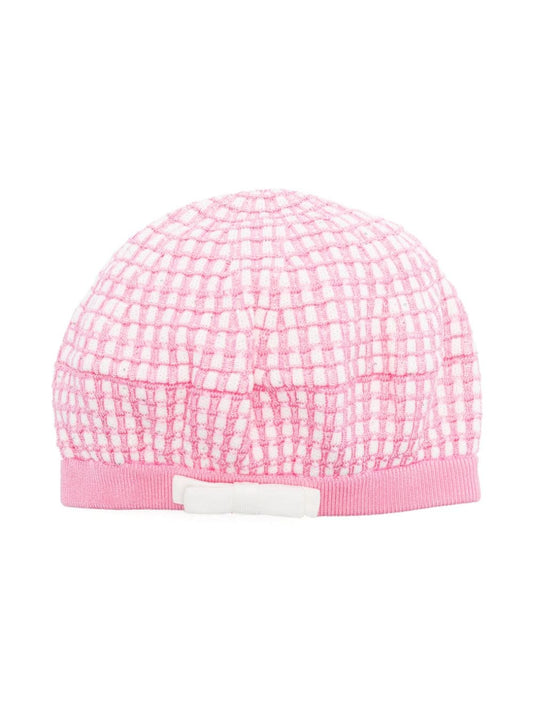 SELF-PORTRAIT KIDS checkered knitted beret