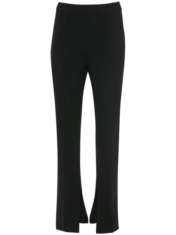 front-slit straight-leg trousers