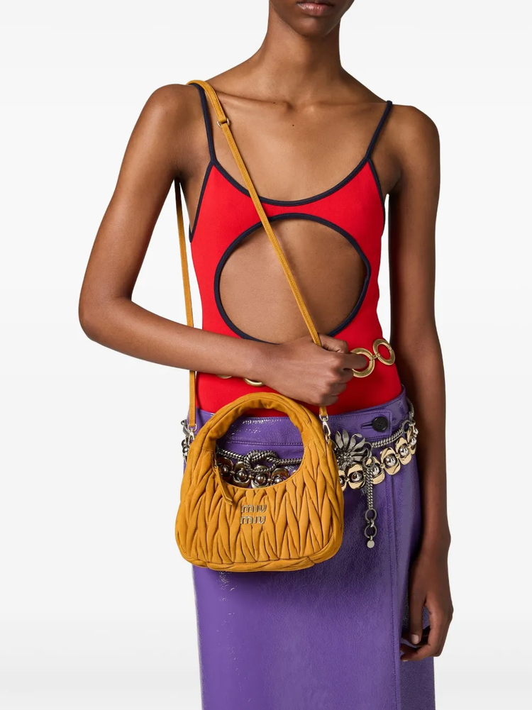 Wander matelassé suede hobo bag