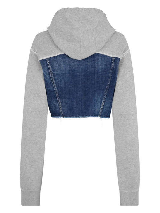 panelled crop hoodie