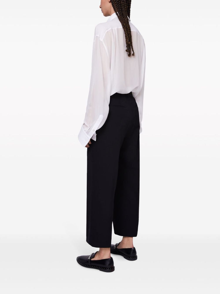 wide-leg wool trousers