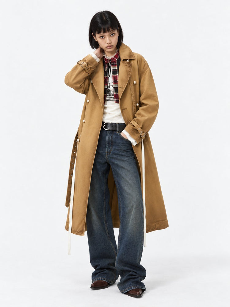 GENOVEVA 5-POCKETS RELAXED FLARED TROUSERS OILED S