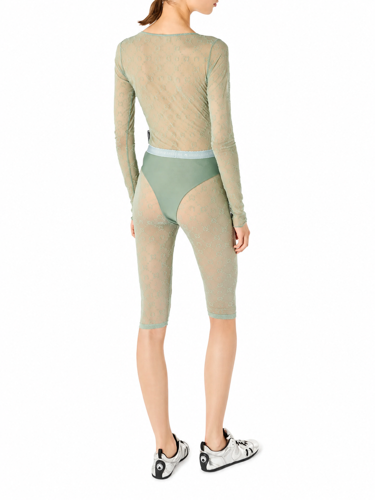 MOONOGRAM MESH FLOCK LS ROUNDNECK TOP