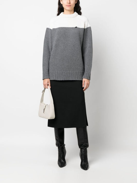 merino-blend colour-block jumper