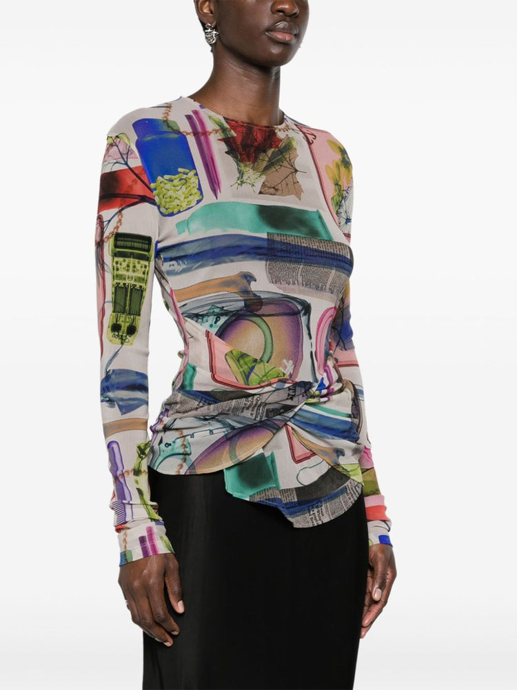 XRay graphic-print tulle top