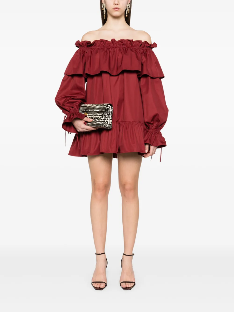 ruffled cotton mini dress