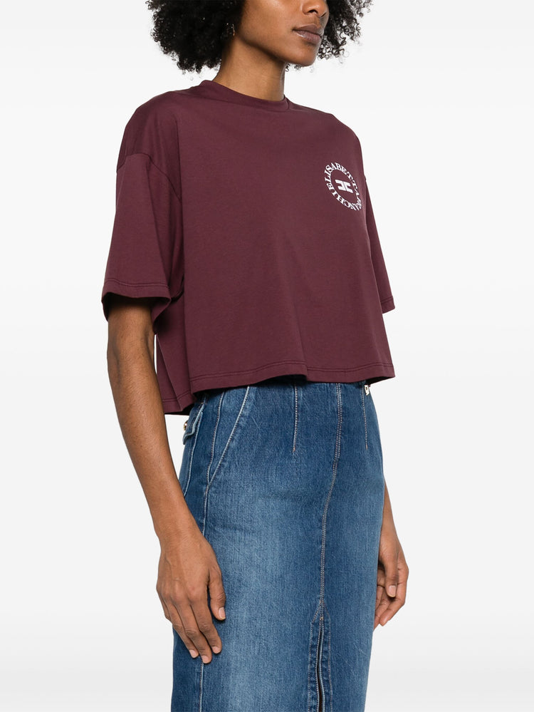 cropped logo-print T-shirt