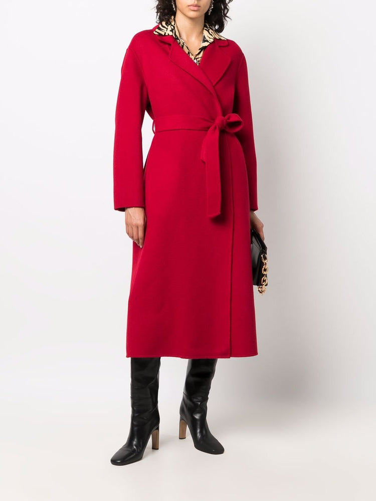 Leak belted mid-length coat