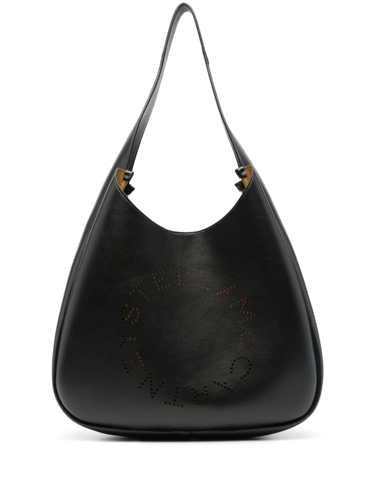 logo-perforated faux-leather tote bag