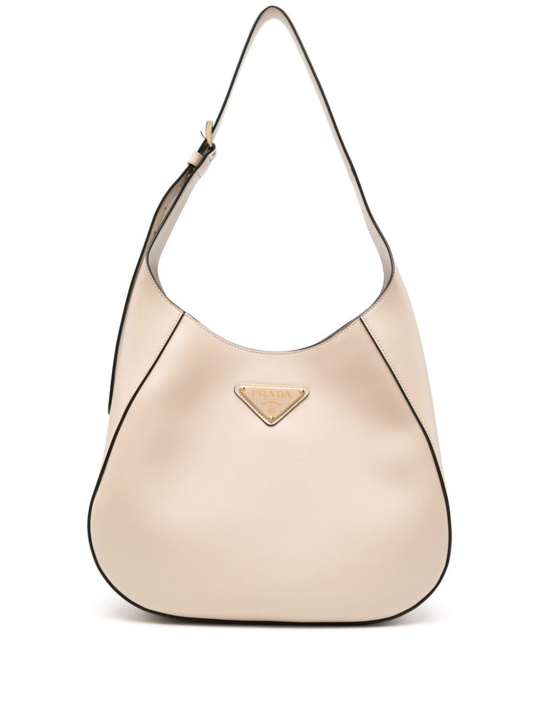 triangle-logo leather shoulder bag