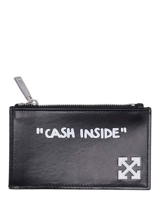 JITNEY QUOTE ZIPPED CARD CASE BLACK - WH