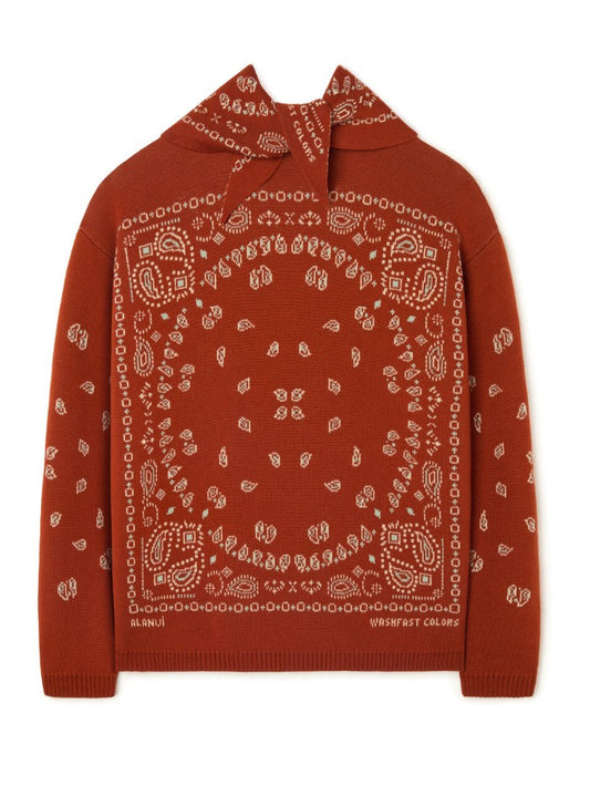 BANDANA JACQUARD SWEATER BRICK RED MULTI