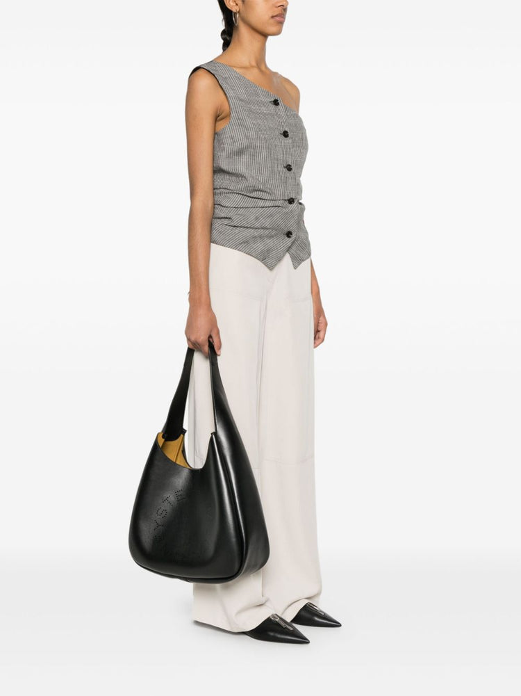 logo-perforated faux-leather tote bag