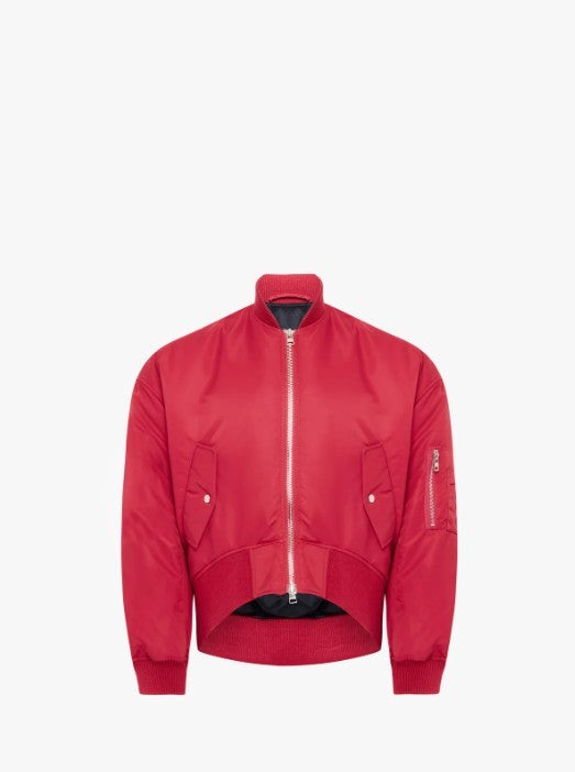 OVERSIZED CURVED HEM BOMBER JACKET