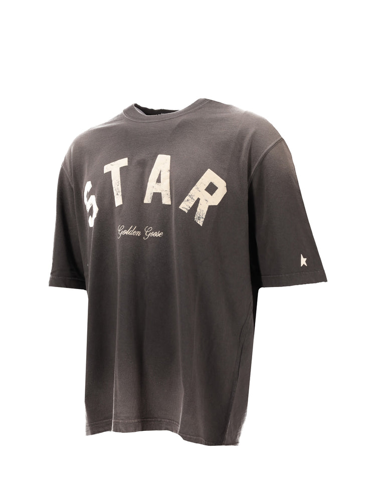 STAR/ UNISEX RELAXED FIT T-SHIRT/ COTTON JERSEY/ SUNFADED WASH/ STAR GOLDEN GOOSE PRINT