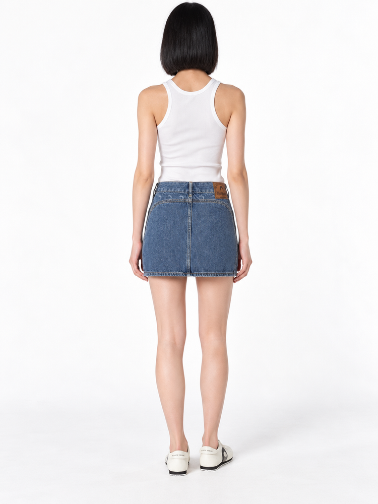 LIGHT BLUE DENIM ZIPPED MINI SKIRT