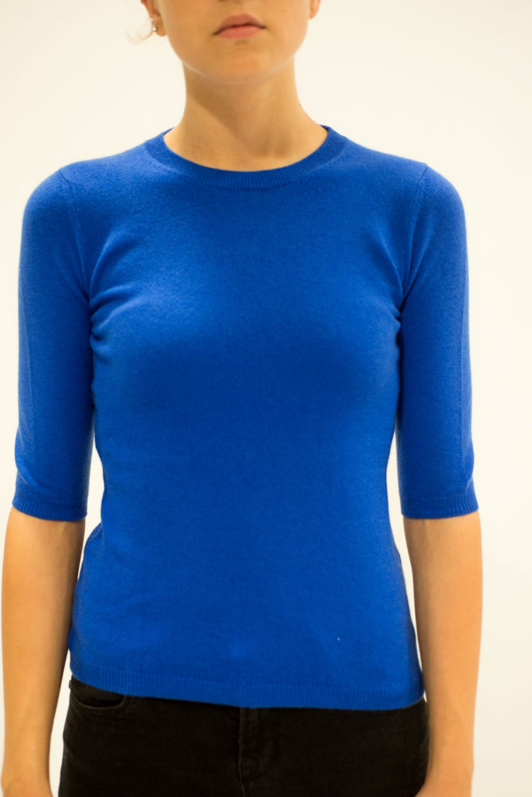 LA ROSE maglia 3/4 cashmere bluette