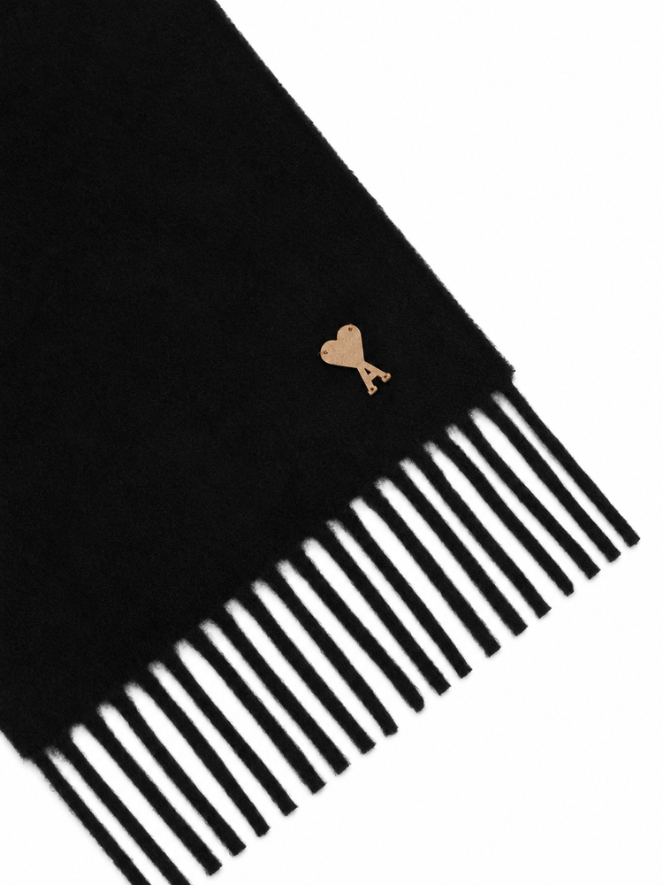 CACHEMIRE EFFECT WOOL SCARF WITH AMI DE COEUR PATCH
