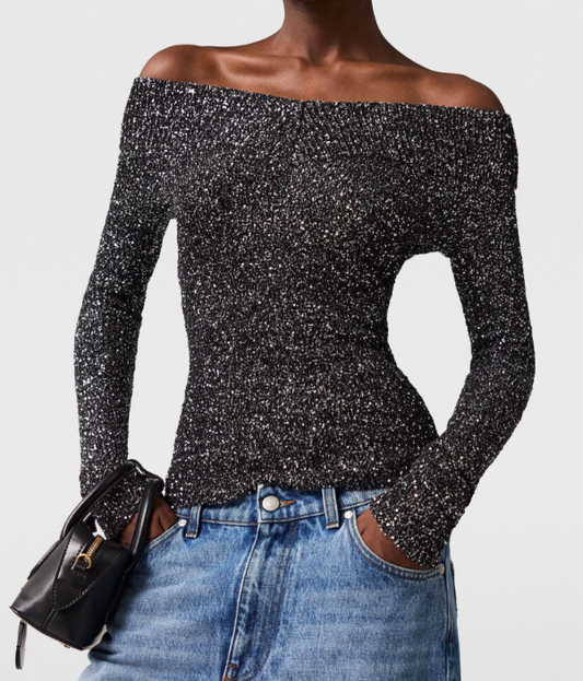 SOFT TOUCH KNITTED SEQUINS TOP