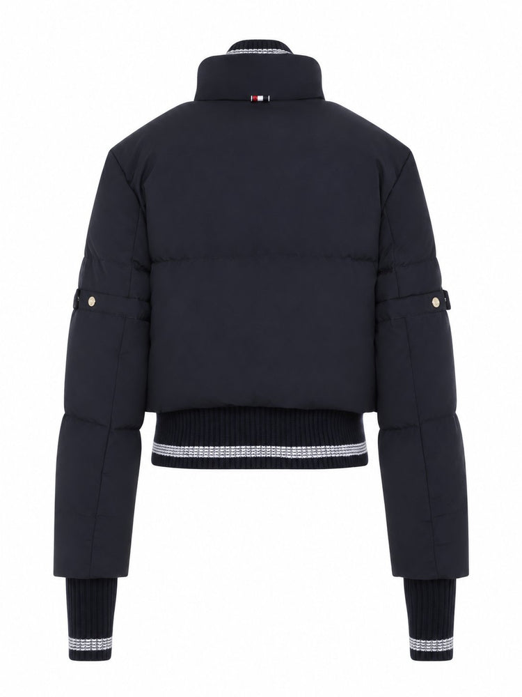CROPPED DOWNFILLED ZIP FRONT JACKET (19) IN SHINY RIPSTOP