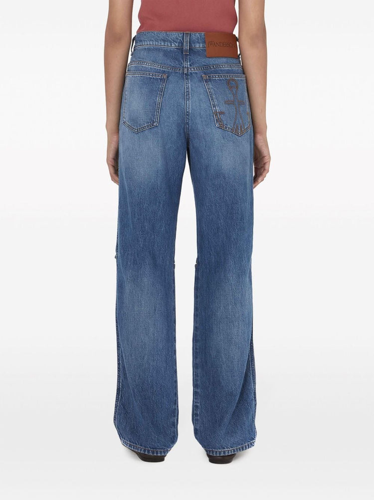 cut-out bootcut jeans