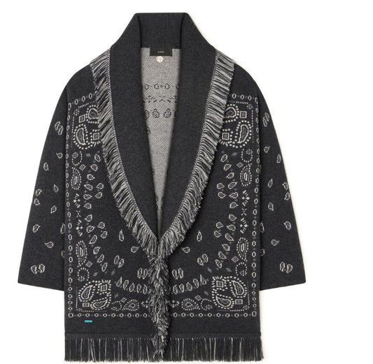 CARDIGAN JACQUARD BANDANA CHARCOAL/MULTI
