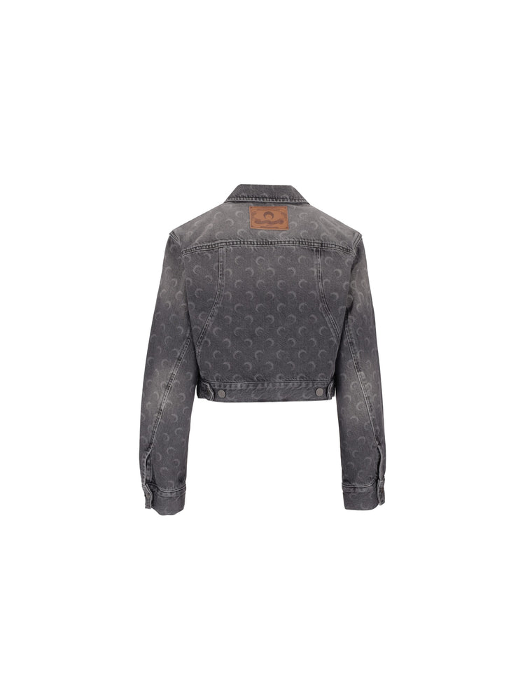 MOON LASER GREY WASH DENIM CROPPED JACKET